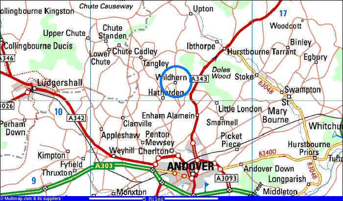 image of the map of Wildhern with the club venue marked on it